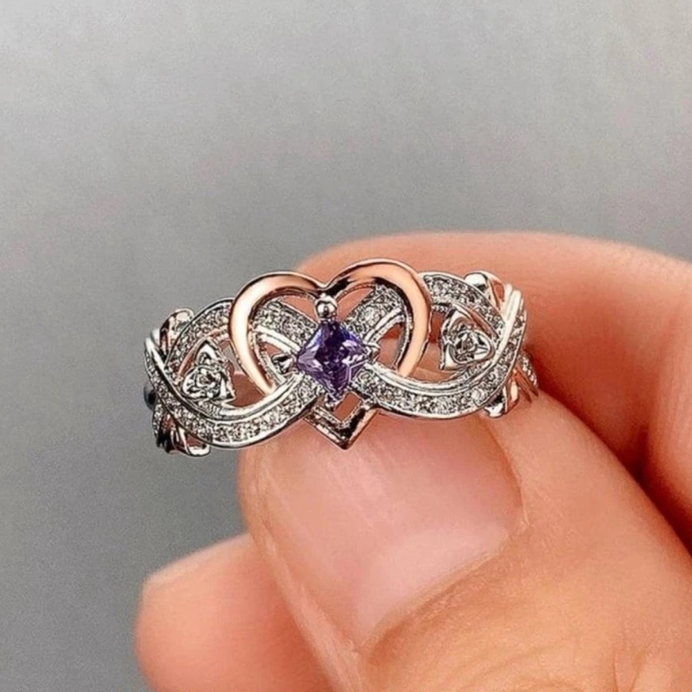 HEART BRIDAL RINGS SIZE 7 - Picture 2 of 4